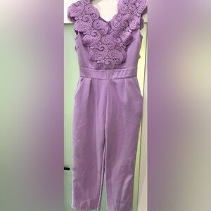 SHEIN Lavender Sleeveless Eyelet Jumpsuit Size Small